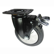 Caster Wheel, Model: B05S-01A-150-512, Moving with Metal Brake, Black, 6in