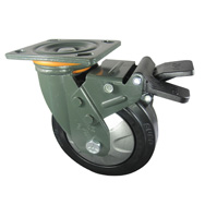 Caster Wheel, Model: J07S-01D-150-512, Moving with Plastic Brake, Black, 6in